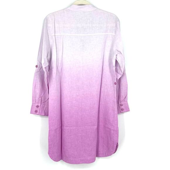Young Fabulous & Broke Oceanside Shirt Dress Linen Thistle Ombre Purple White - Picture 4 of 11